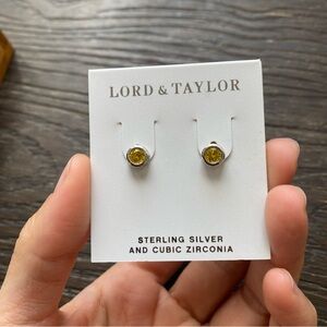 Bright yellow sterling silver cubic zirconia studs